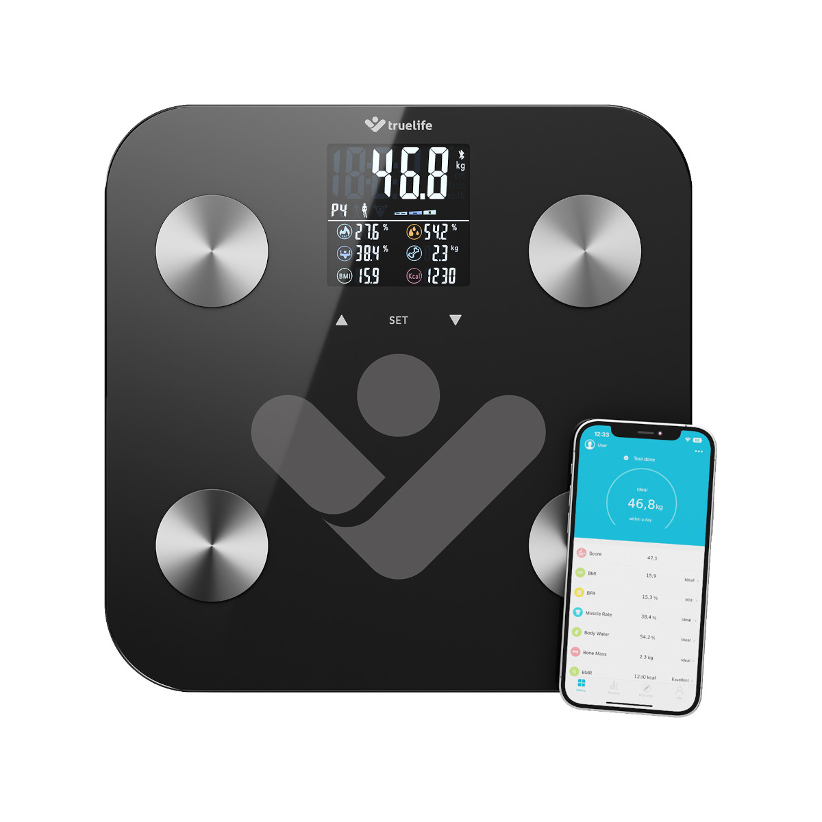 TrueLife FitScale W6 BT Black - Kövesse részletesen figyelemmel a testét