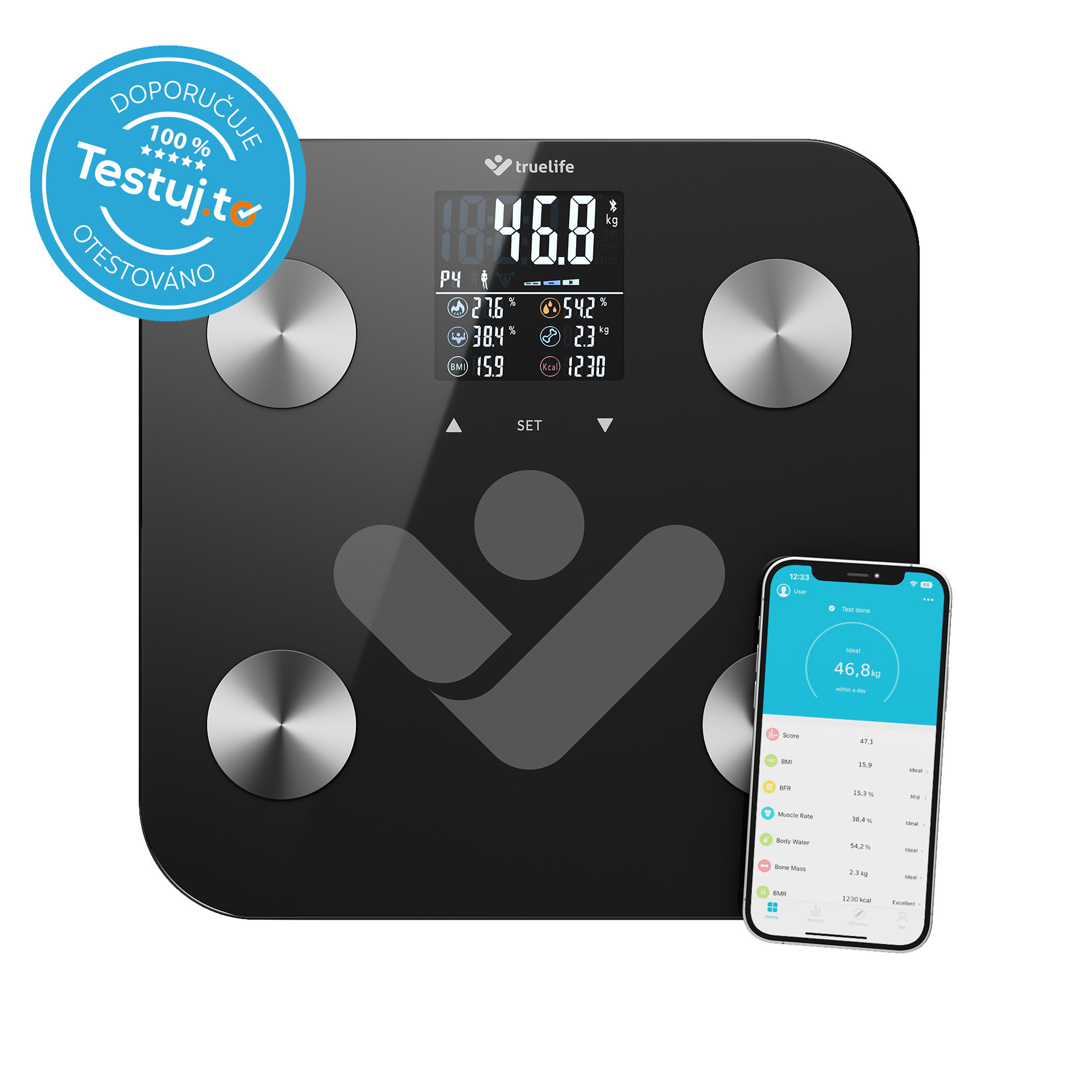 TrueLife FitScale W6 BT Black - Sledujte své tělo do detailu